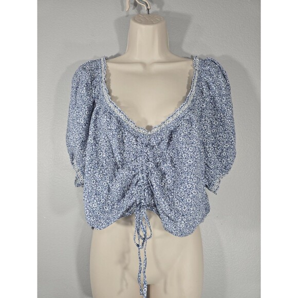 American Eagle Outfitters Tops - American Eagle Floral Cinched Front Smocked Crop Top Size XXL Boho Summer BJ